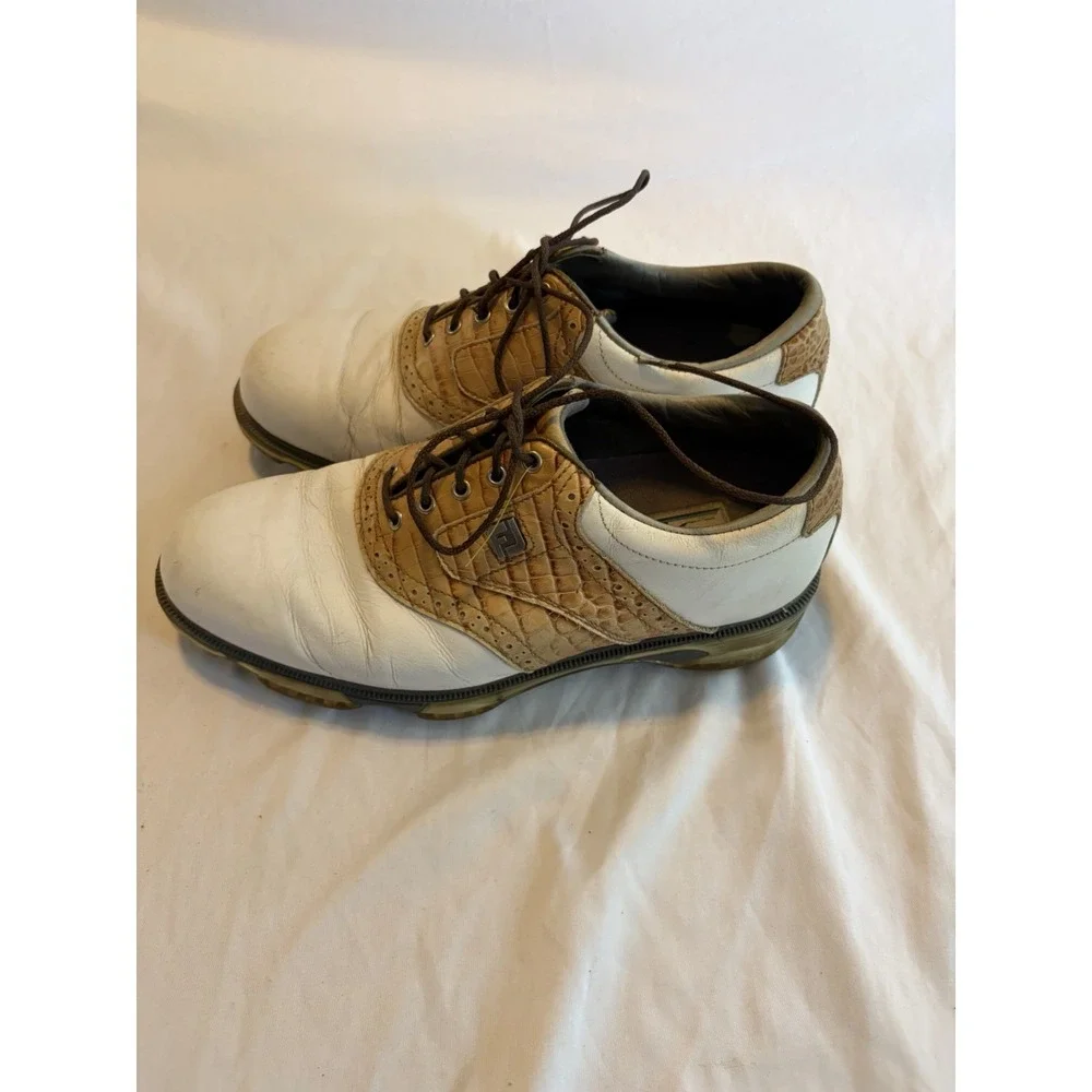 Footjoy Dryjoys Tour Golf Shoes Men's 7 XW Extra Wide Leather Waterproof 53677